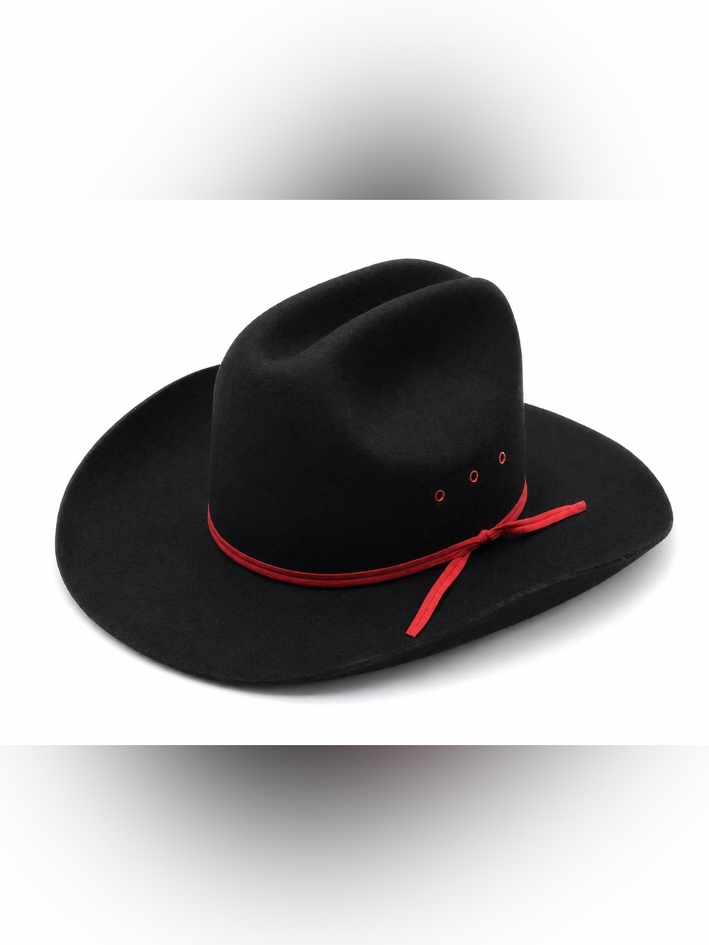 Vintage Silver Spur Black Wool Felt Red Band Western Cowboy Hat - 7 3/8 Size